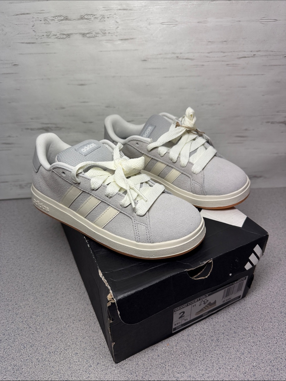 adidas Women's Light Gray Suede Low-Top Sneakers